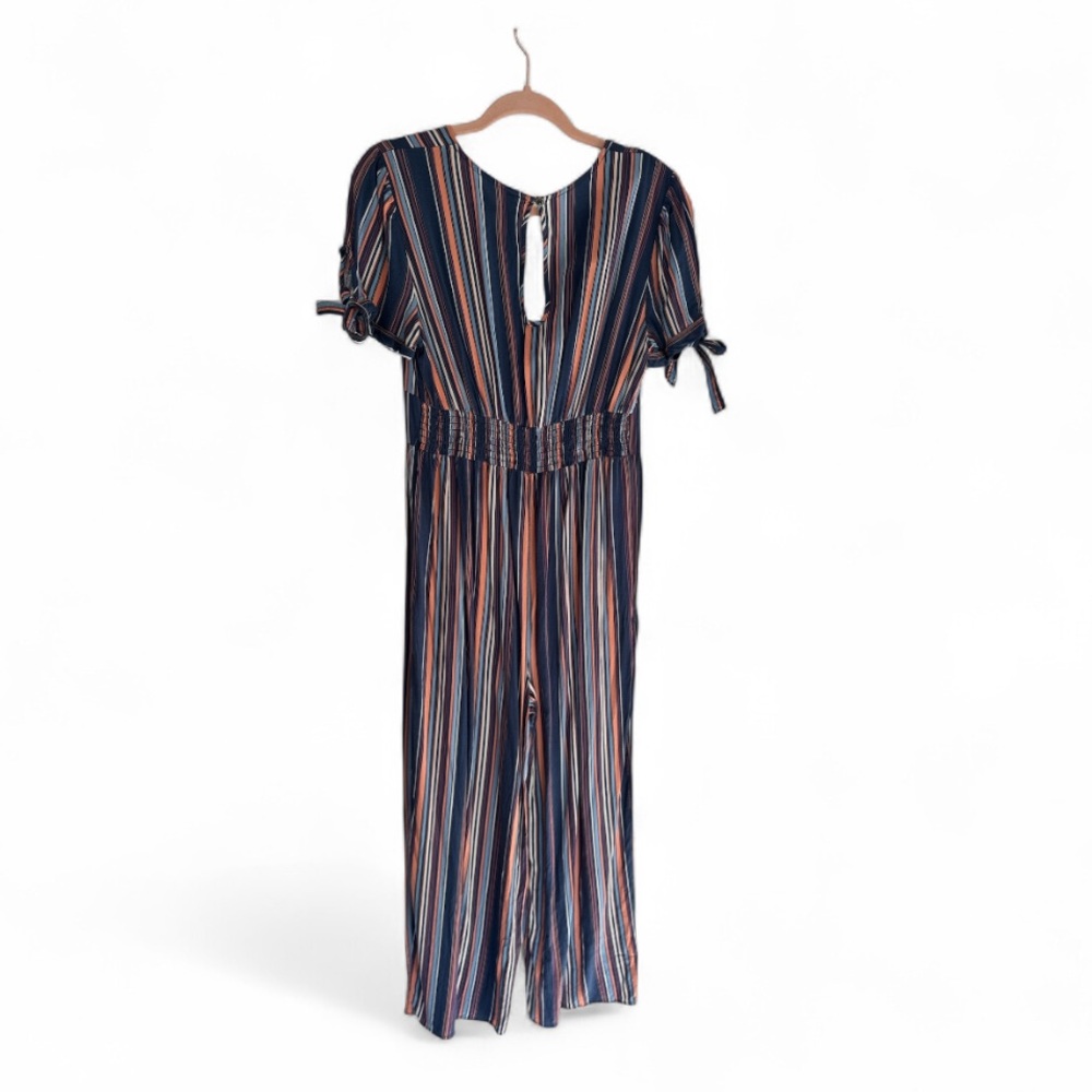 Xhilaration Striped Jumpsuit with Tie Sleeves - Picture 2 of 5